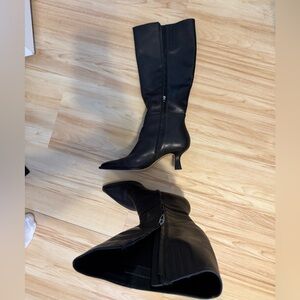Dolce Vita Auggie Black Over-the-Knee Pointed Toe Kitten Heel Boots